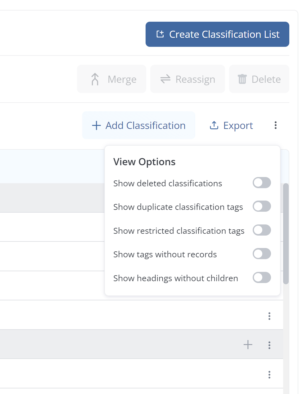 Navigating and auditing your Classifications
